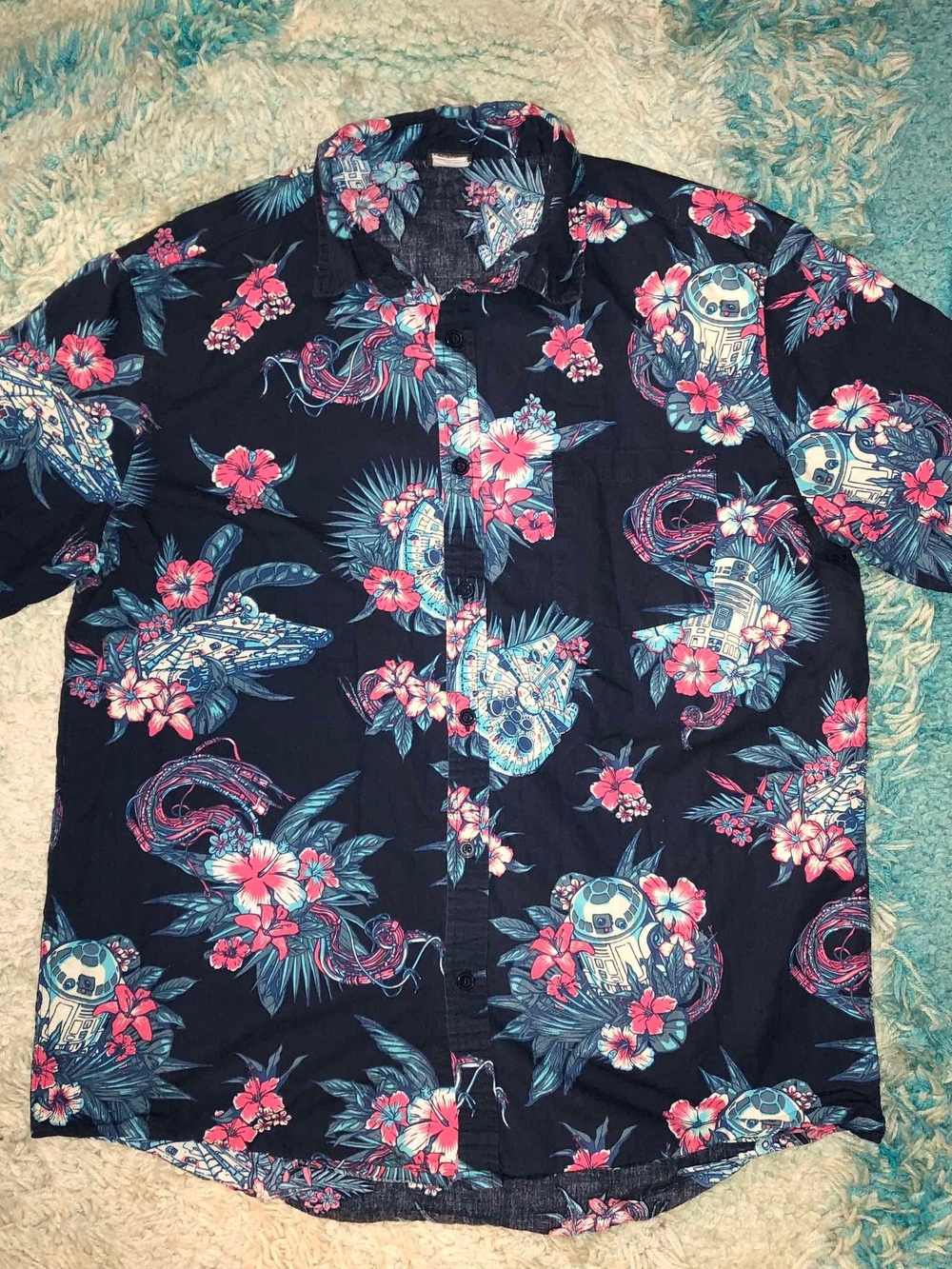 Star Wars Navy Floral Hawaiian Button-Down Shirt